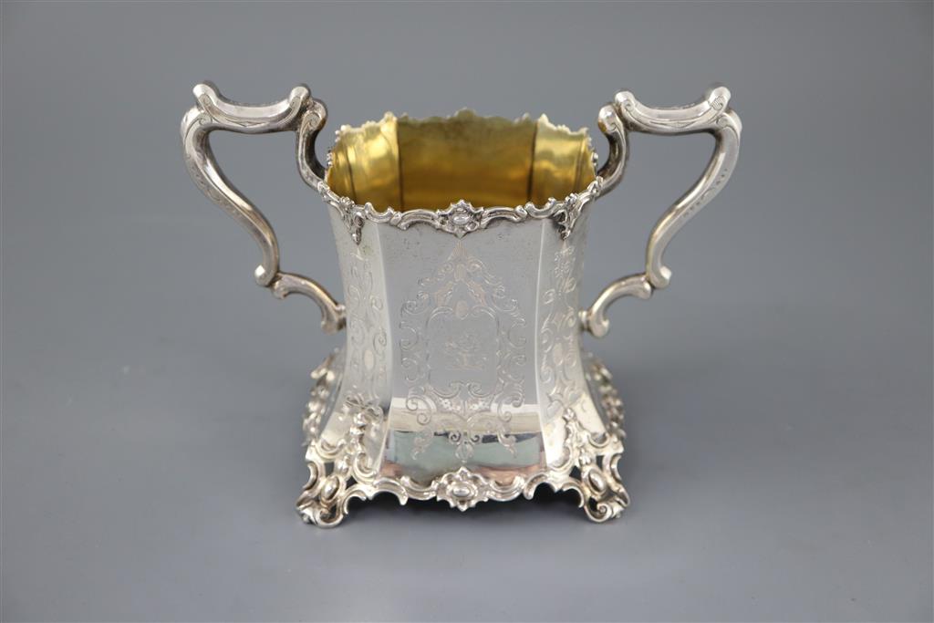An early Victorian silver three piece tea set, by William Bateman,